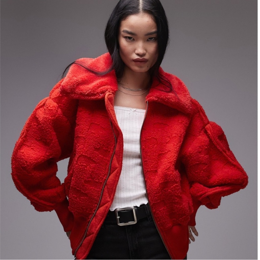 Free People NWT - Cozy Up Sherpa  - High risk red
